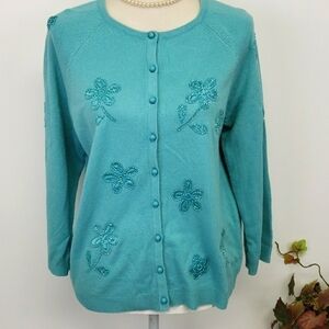 JOSEPHINE Chaus Button Up Embellished Cardigan VG
